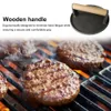 Cast Iron Burger Smasher Ergonomic Rectangle Hamburger Press med trähandtag förtjockad för BBQ Steaks Sandes Meats 240219