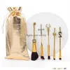 Pincéis de maquiagem 5 pcs conjunto de uma peça com kit de escova de alça de metal periférico presente de Natal entrega de saúde ferramentas de beleza acessórios dh4n3