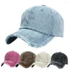قبعات الكرة خمر مغسولة القطن قبعة البيسبول ممزق واسعة الحافة جولة top-dye دنيم قابلة للتعديل للجنسين قبعة Sun Hat Sport for Outdoor288p