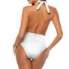 Anpassade kvinnor i ett stycke bikini med HD-mönster löstagbar bröstkudde hängande nacke justerbar rygg rem djupt v design 86% polyester +14% spandex 196g svart