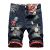 Herren Jeans Herren Hellblau Denim Shorts Sommer Männliche Löcher Kurzer Mann Mode Riss Gerade Passform Größe 42