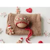 born Pography Requisiten Weihnachten Perlen Hut Wrap Set Wollfilz Lebkuchen Puppe Baby Mädchen Junge Po Zubehör Hintergrund 240220