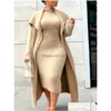 Plus Size Dresses Lw Dress Teddy Plain Bodycon Set Womens 2024 Autumn Winter Warm Sexy Elegant Cocktail Evening Party Drop Delivery A Dhdsm