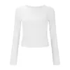 Magliette da donna Camicia nuda sexy slim fit Top in maglia a maniche lunghe Taglio basso Abbigliamento da strada retrò all'ombelico