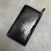 Autentisk Real Crocodile Belly Skin Businessmen Card Holders Long Wallet äkta alligator läder manlig stor telefonkoppling purse329y