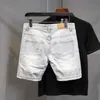 Korean Retro Japanese Versatile Loose Straight Denim Shorts Casual Pants Boys White Color Short Ripped Hip Hop Jeans 240220