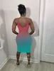 Casual Jurken SKMY Zomerkleding Voor Dames Mode Multi-Color Gradiënt Spaghetti Band Mouwloos Bodycon Jurk Feest Sexy Club outfits