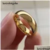 Band Rings Band Rings Classic Gold Color Wedding Ring Tungsten Carbide Women Men Engagement Gift Jewelry Dome Polished Engraving 21071 Dhwzf