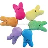 その他のお祝いのパーティー用品15cmミニイースターバニーのぞきPeeps P Doll Pink Blue Yellow Purple Rabbit人形