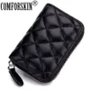 Comforskin New Arrivalsシープスキンオルガンスタイルクレジットカード所有者Zipper Card Case Premium本物の革カードウォレットPures LJ202663