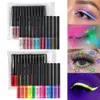 Kit d'eye-liner lumineux 12 couleursPack mat liquide imperméable à l'eau coloré ensemble de crayons pour les yeux maquillage cosmétiques colorés longue durée 240220