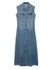 Grundlegende Freizeitkleider Modisches blaues Y2K-Jeanskleid für Damen mit Taschen, ärmelloses Frühlings-Vintage-Kleid, geeignet für das elegante Damen-High-Street-Top J240224