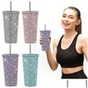 Bouteilles d'eau 500ml ST Travel Mug Sparkling Strass Insated Coupe Leakproof 304 en acier inoxydable pour la livraison en plein air à domicile Gard Dhefw