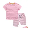 Kläder sätter sommarvarumärke babykläder passar barn mode pojkar flickor tecknad t-shirt shorts 2 st/set småbarn casual dr dhqpo