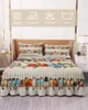 Bed Skirt Wood Grain Bird Elastic Fitted Bedspread With Pillowcases Protector Mattress Cover Bedding Set Sheet