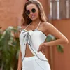 Ladies Custom Beach Wrap Adjustable Lace-up Multi-purpose Soft comfortable Fashion 95% Polyester +5% Spandex 88g white