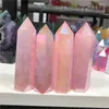 Decorative Figurines Pink Aura Clear Quartz Wand Point Natural Stones For Home Decoration