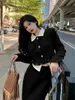 Arbeitskleider Frauen Herbst/Winter Plus Size Cord-Blazer-Schichten Halbrock-Set Retro Casual Quastenanzug Jacke Zwei-teilige Sets