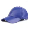 Ball Caps Kunstleer Cap Dames Heren Effen Honkbal Zes panelen Verstelbare Snapback Roze Zwart Rood Blauw Beige