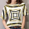 Women's T Shirts Summer S korta ärmar 3D TOPS BAROQUE Luxury Designer Kläder Kvinna Tee Casual O-Neck Overdimensionerad T-shirt