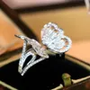 Choucong Ins Top Sell Wedding Rings Luxury Jewelry 925 Sterling Silver Pave White 5A Cubic Zircon CZ Diamond Gemstones Party Eternity Open Butterfly Ring Gift