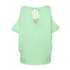 Off-the-shoulder T-shirt with low neckline and short sleeves Breathable fashion All gifts St. Patrick's Day 95% Polyester + 5% Spandex 203g bright green