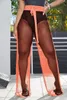 Women's Pants EWSFV 2024 Spring And Summer Women Sexy See Through Mesh Loose Black Wide Leg Long
