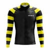 Vestes de course Maillots de cyclisme d'hiver Maillot en polaire thermique pour hommes Vêtements de l'équipe professionnelle Manches rayées colorées Vêtements de vélo de route en plein air