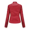 Veste en simili cuir femmes automne printemps femmes Moto Biker veste à glissière rouge noir manteau vêtements d'extérieur marron XS violet marine 240220