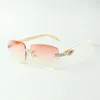 Lunettes de soleil classiques XL en diamant 3524025 avec branches en corne de buffle blanche, vente directe, taille 18-140 mm