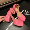 Sandálias de salto plataforma bombas sapatos femininos mary jane sapatos de salto grosso moda feminina sandálias festa rosa designer de luxo salto alto womenl2402
