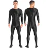 Maillots de bain pour hommes Mens Solid Color Natation Body Maillots de bain à manches longues Retour Zipper Brillant Bodystocking Combinaison Sportswear Vêtements de nuit