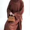 Ethnic Clothing Eid Ramadan Muslim Women Cotton Linen Open Abaya Kimono Long Maxi Dress Turkey Dubai Islamic Arab Robe Cardigan Jalabiya