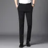 Calças masculinas terno calças de alta qualidade elástica formal vestido de negócios calças masculinas casuais não ferro fino ajuste moda preto azul marinho