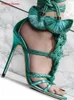 Sandals Knotted Braided Leather Sandals Summer New Arrival Ankle Lace-Up Solid Color Fashion Versatile Colorful Pop High Heels WomenL2402