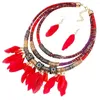 Naszyjnik Zestaw 2PCS/SET Trendy Feather Tassel stop -alloy Ethic Jewelry Bohemian do randek