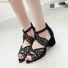 Sandaler Crystal High Heels Sandals Shoes New Women Peep Toe Dress Shoes Summer Cool Boots Sandaler 2024 Brand Chunky Zapatos Mujer PumpsL2402