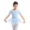 Scene Wear Kids Girls Ballerina Tulle Dance Outfit Short Sleeve Cotton Dance Dwear Gymnastics Ballet Costume Leotard Dress