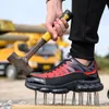 Luftkudde stål tå unisex arbetssäkerhetskor män kvinnor non glid sneakers anti-smash punktering bevis säkerhet andningsskor 240220