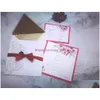 Cartões Cartões de convite de casamento High-end terno laser recorte privado personalizado marfim mti-color flash envelope arco ribbo fornecer dr dh0mj