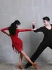 Stage Wear Noir Rouge Gland Et Sans Manches Robe De Danse Latine Femmes Robes Pour Salle De Bal Ventre Samba Tango Pratique Dancewear WQ188