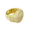 Dubai Luxe Design Gouden Sieraden Ring Populaire Hiphop Stijl Sieraden 925 Zilver Vergulde Dubbele Rij Set Miami Vierkante Ring