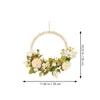 Decorative Flowers Faux Wood Bead Garland Wreaths For Indoors Wooden Wall Hanging Vintage Sign Ornament Pendant Simulation Plant