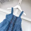 Ny tjej denim klänning bokstavstryck sling baby kjol storlek 100-150 barn designer kläder broderad logotyp barn frock 24feb20