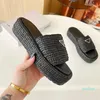 Stro geweven pantoffel sandaal platform pantoffels dames heren zomer platte hak casual slippers buiten zwembad sliders strandschoenen