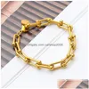 Chain Chain U Bamboo Knot Style Stainless Steel Bracelets Women Fashion Jewelry Christmas Gift Drop Delivery Dhb9Q Dhgzf