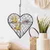 Decorative Flowers Heart Shape Iron Wire Wreath Succulent Pot Metal Frame Pots For Plants Wrought Hanging Basket Garland