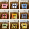 Summer Beach Basket Bag 2022 Brand Designer Women's Handbags PVC Casual Totes Patchwork Striped Ladies Hand Shoulder Bags Q11283P