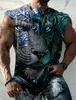 Men's Tank Tops 2023 Mens Vest Sleeveless T Shirt Mystery Panther Pattern Round Neck Clothing Fashion Sleeveless Print Fitness SportswearL2402