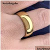 Band Rings Band Rings Classic Gold Color Wedding Ring Tungsten Carbide Women Men Engagement Gift Jewelry Dome Polerad Gravering 21071 DHHXX